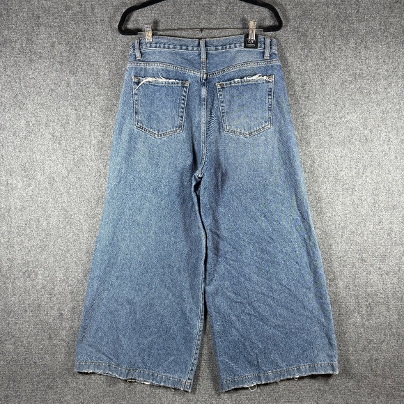 C/E By Current Elliott Extra Wide Leg Jeans Mid Wash Distressed Size 30x27 #1388 - Picture 2 of 11